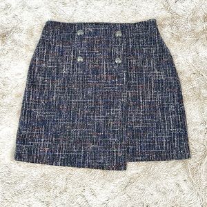 Faux Wrap Tweed Skirt